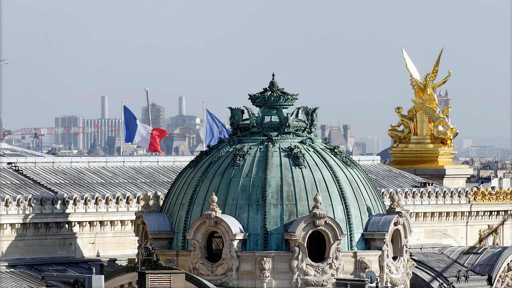 Aged copper roof with patina
