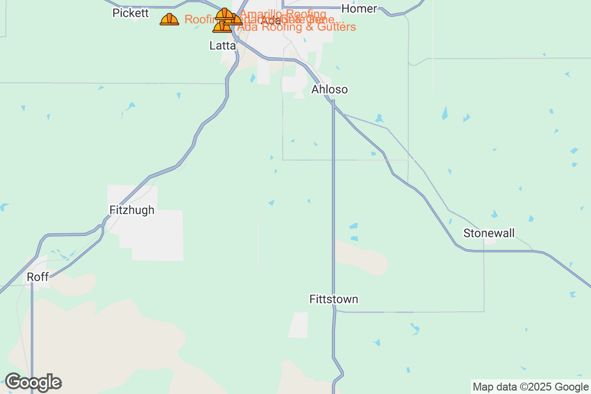 Map of Roofing Contractors in Ada, Oklahoma