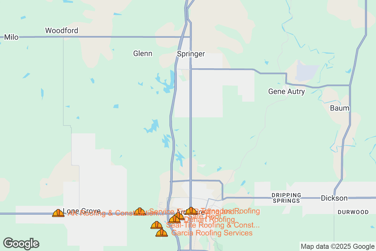 Map of Roofing Contractors in Ardmore, Oklahoma