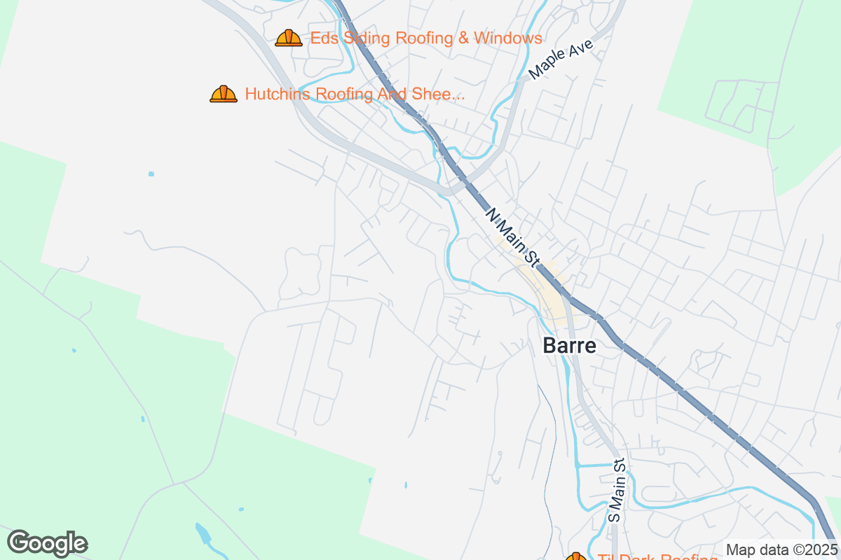 Map of Roofing Contractors in Barre, Vermont