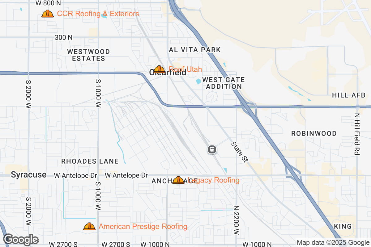 Map of Roofing Contractors in Clearfield, Utah