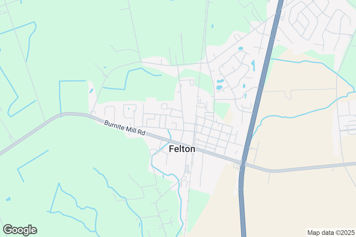 Map of Roofing Contractors in Felton, Delaware