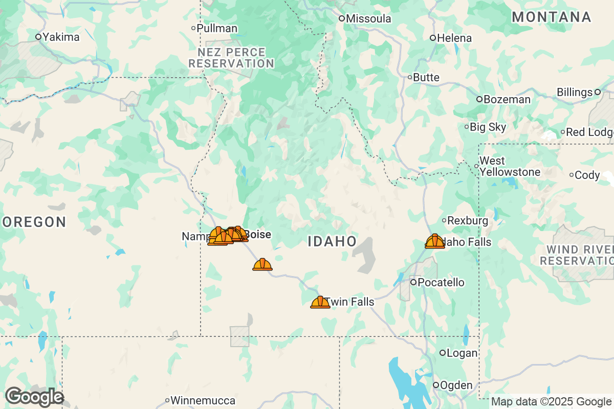 Map of Roofing Contractors in Idaho