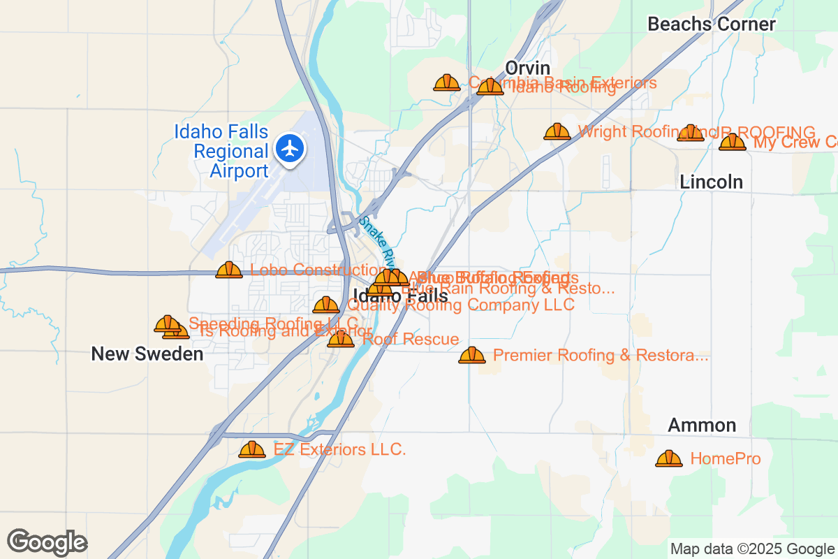 Map of Roofing Contractors in Idaho Falls, Idaho