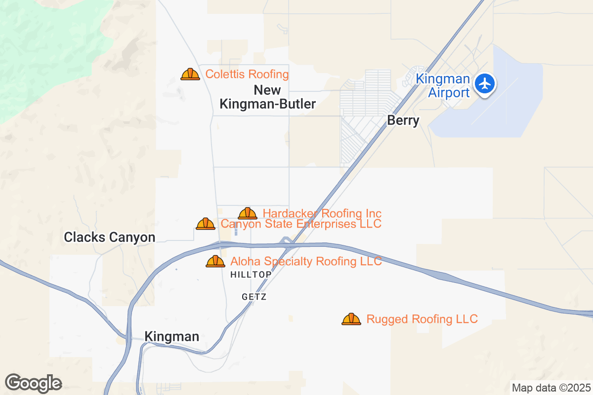 Map of Roofing Contractors in Kingman, Arizona