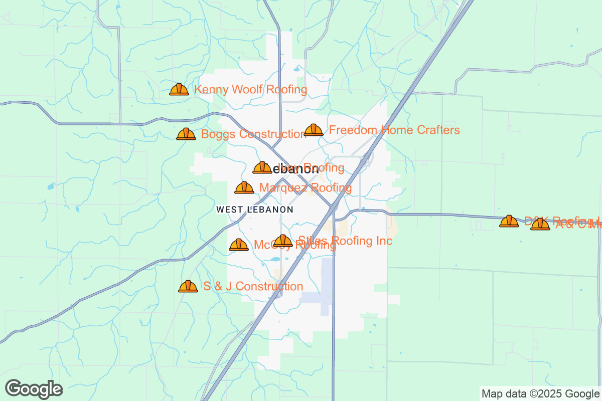 Map of Roofing Contractors in Lebanon, Missouri