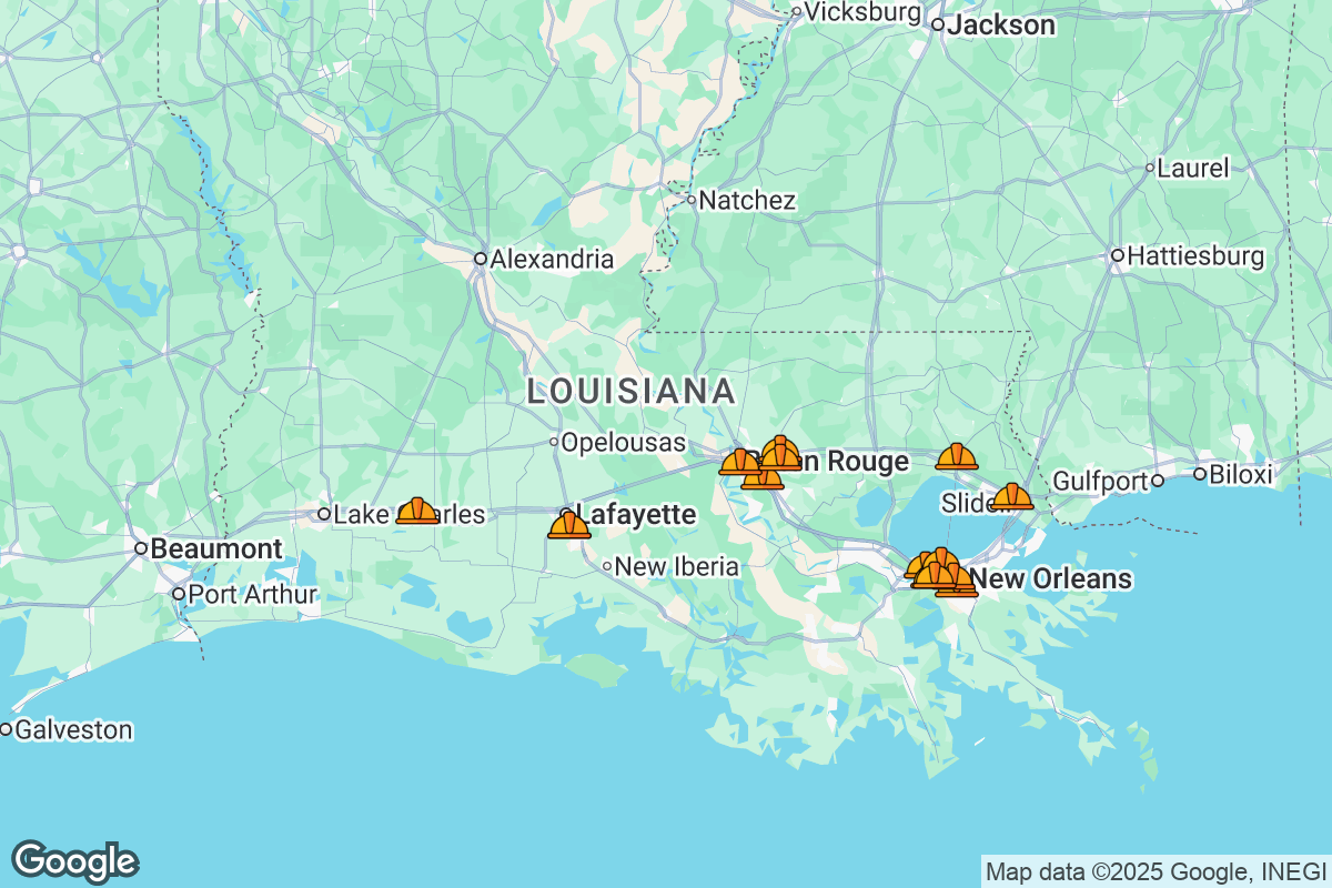 Map of Roofing Contractors in Louisiana
