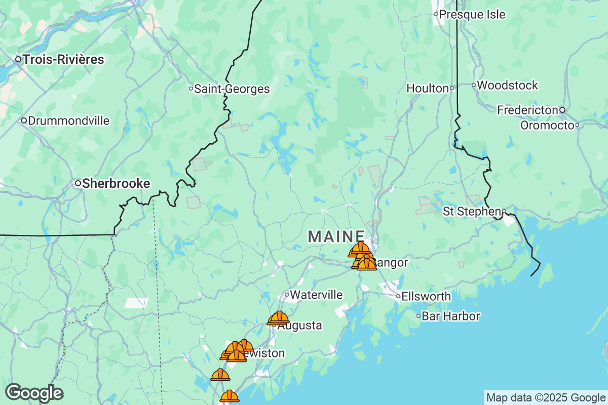 Map of Roofing Contractors in Maine