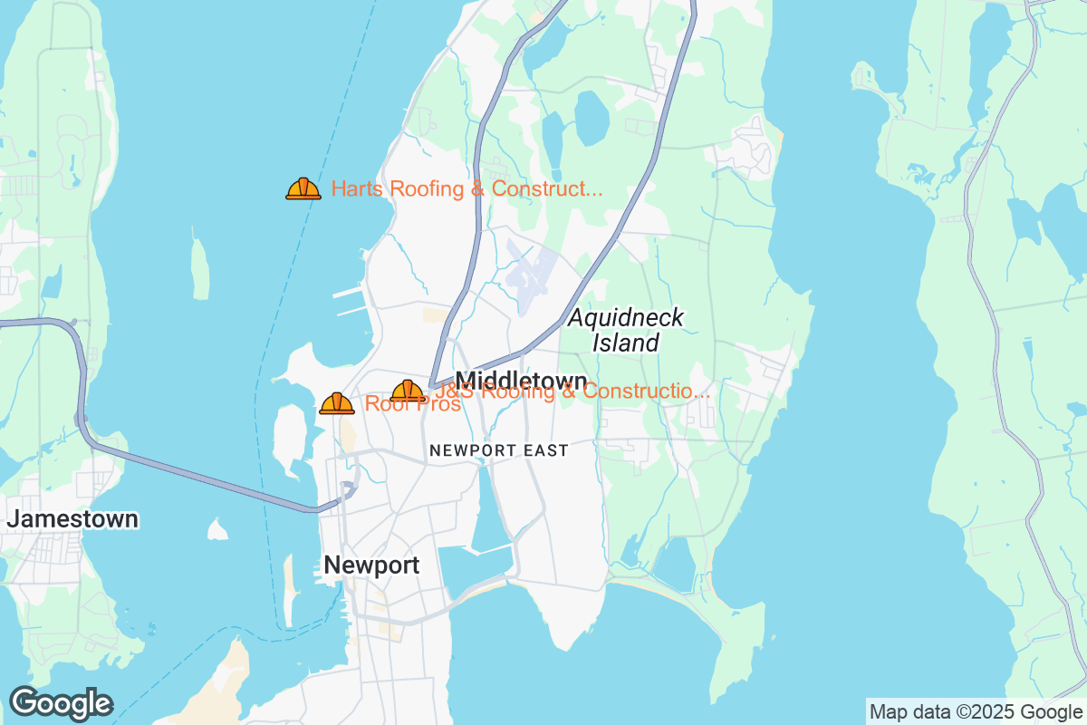 Map of Roofing Contractors in Middletown, Rhode Island