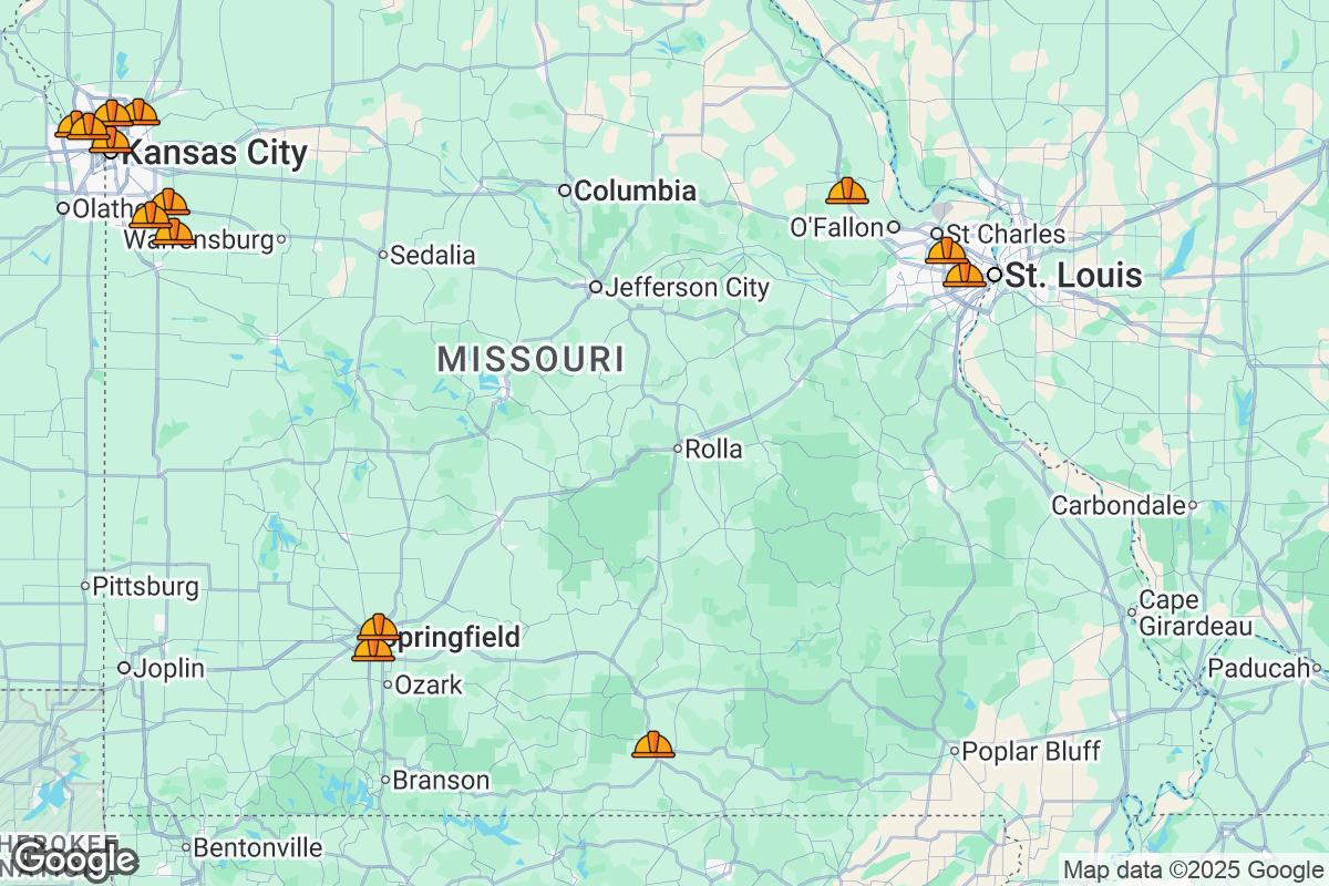 Map of Roofing Contractors in Missouri