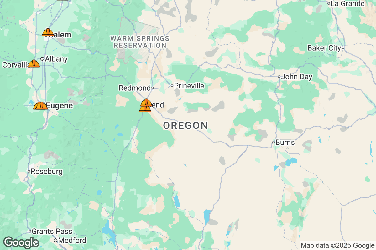 Map of Roofing Contractors in Oregon