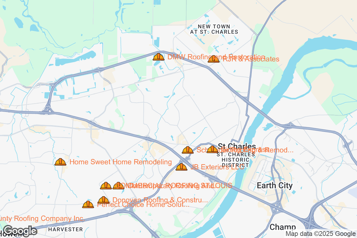 Map of Roofing Contractors in Saint Charles, Missouri