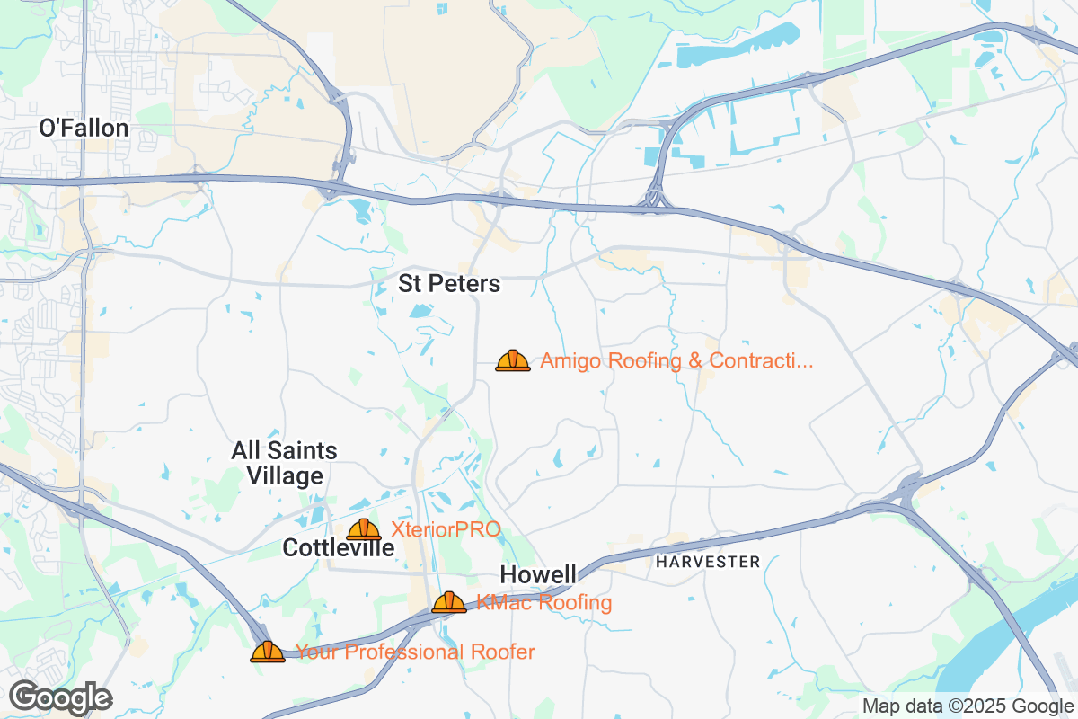 Map of Roofing Contractors in Saint Peters, Missouri