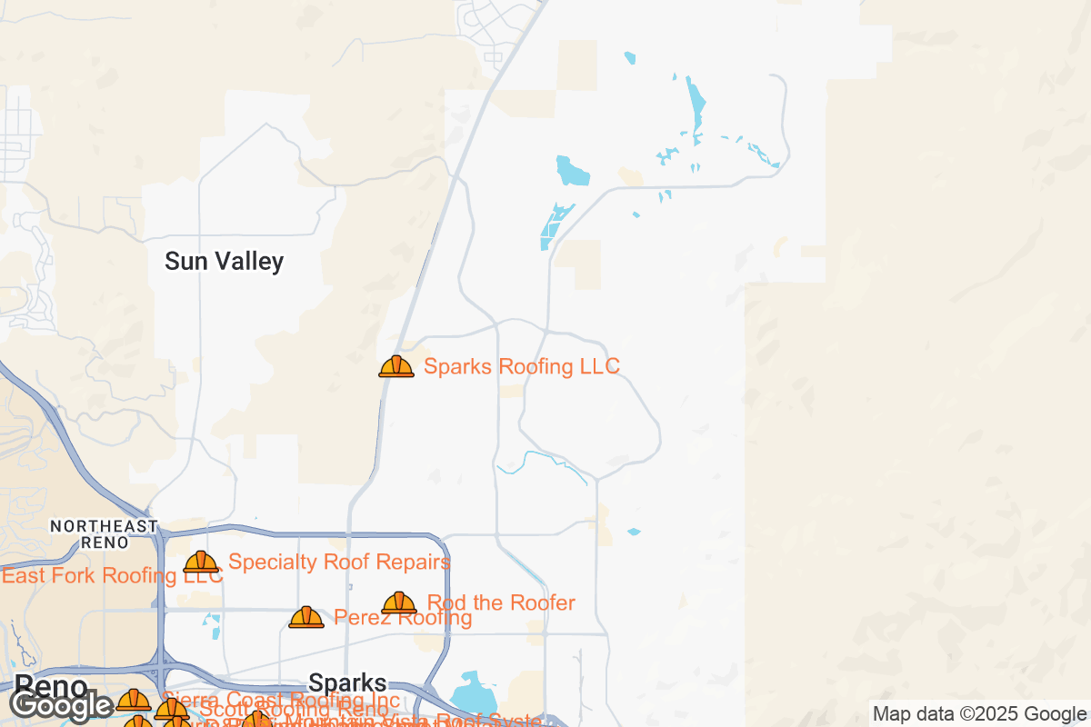 Map of Roofing Contractors in Sparks, Nevada