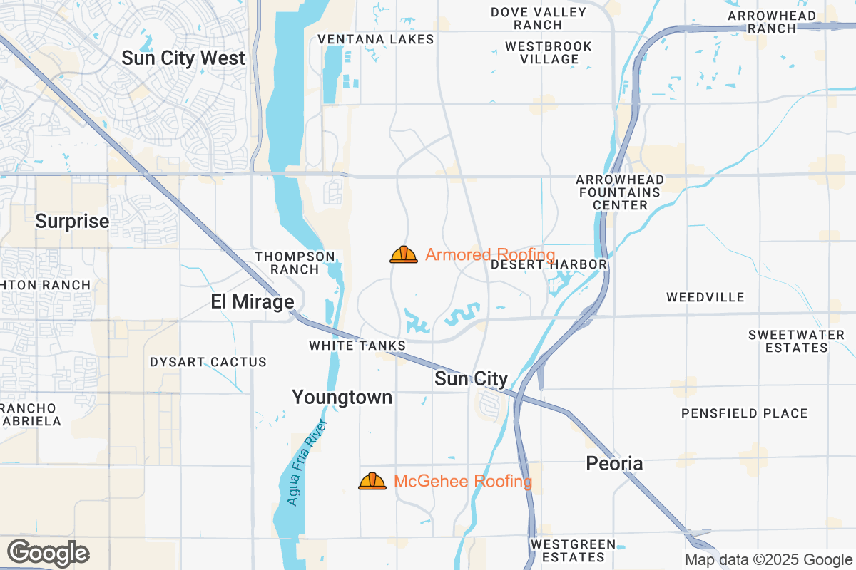 Map of Roofing Contractors in Sun City, Arizona
