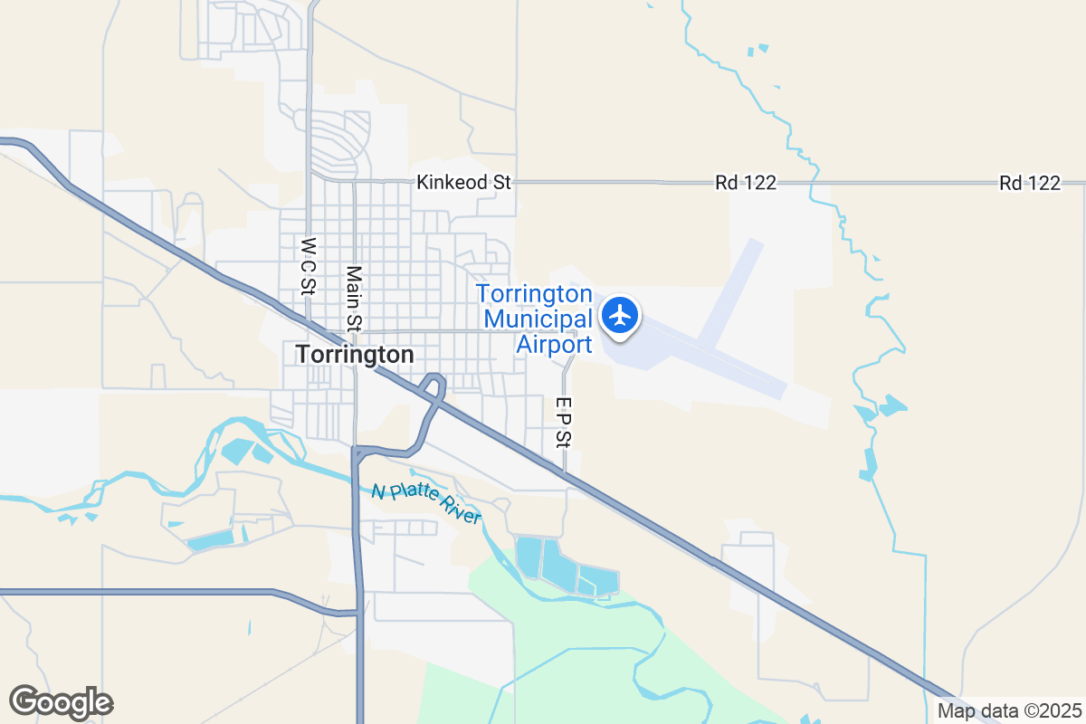 Map of Roofing Contractors in Torrington, Wyoming