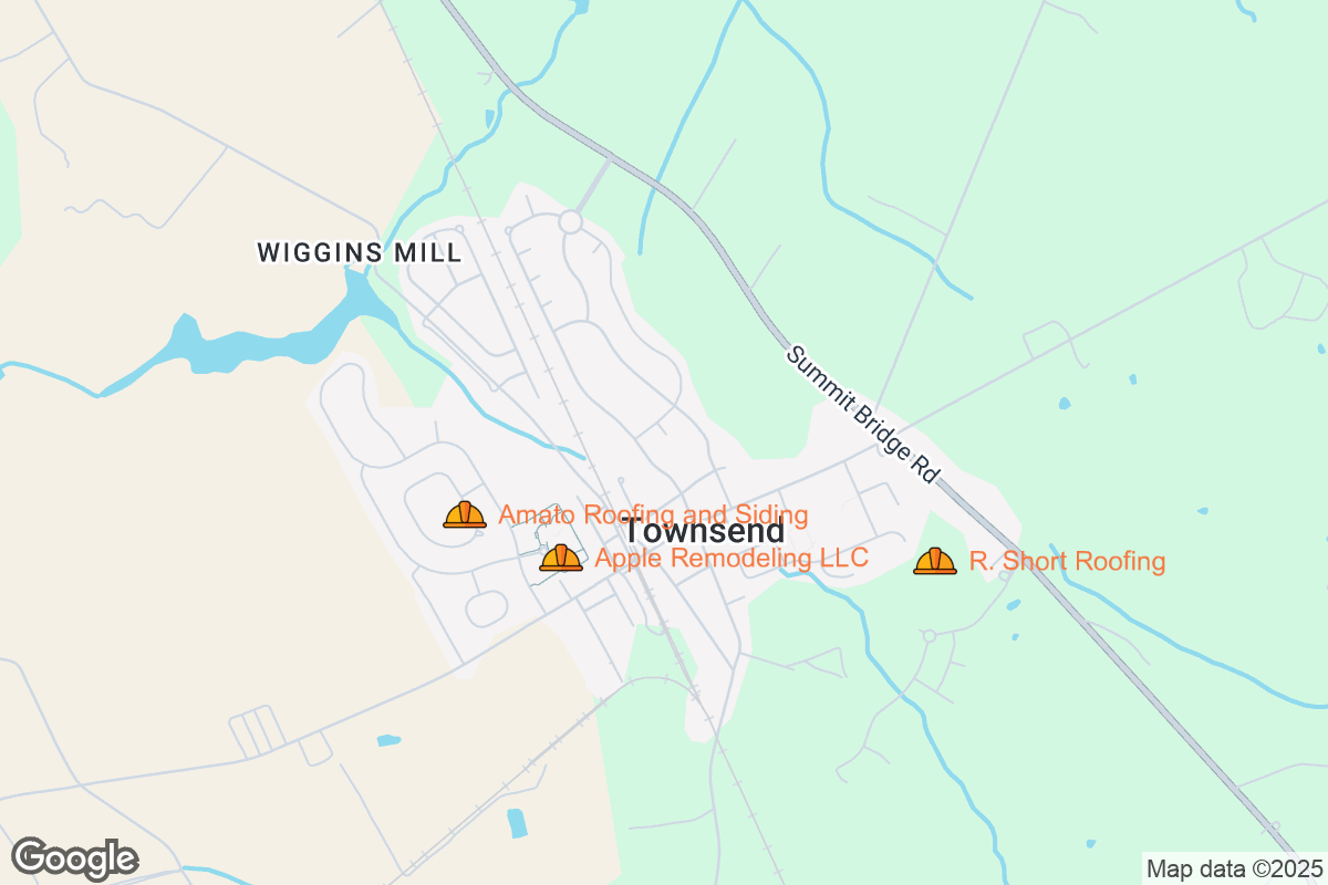 Map of Roofing Contractors in Townsend, Delaware