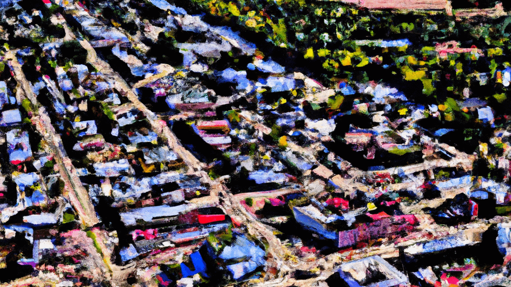 Rhinelander, Wisconsin painted from the sky