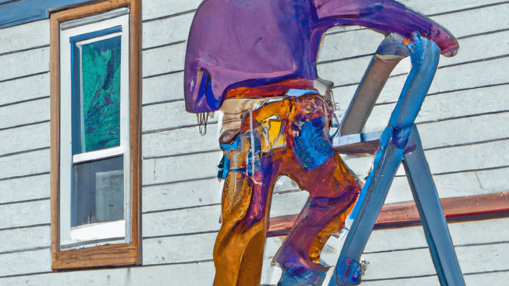 Man climbing ladder on Edmonds, Washington home to replace roof