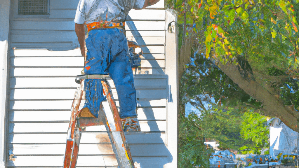 Man climbing ladder on Newport News, Virginia home to replace roof