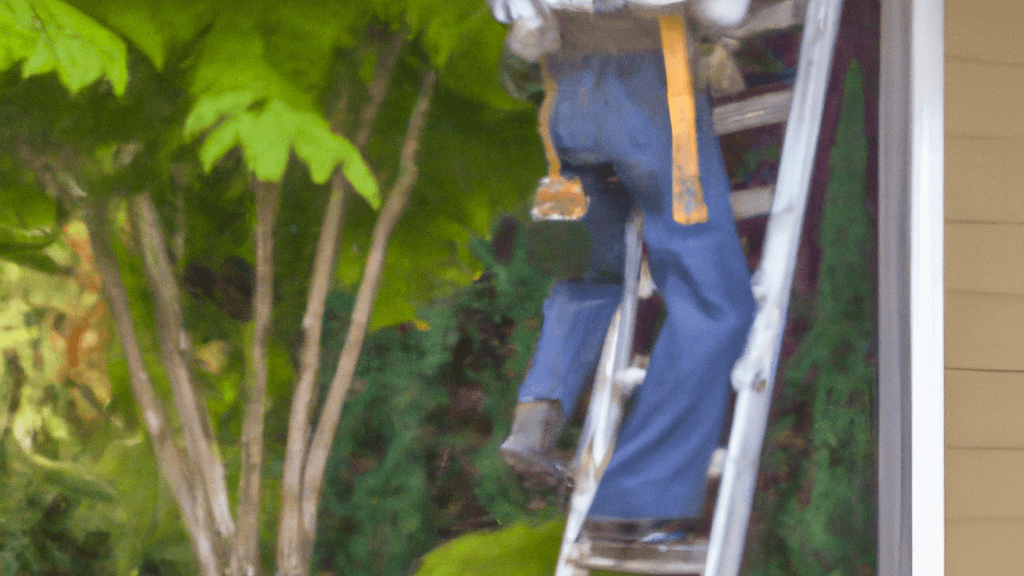 Man climbing ladder on Sammamish, Washington home to replace roof