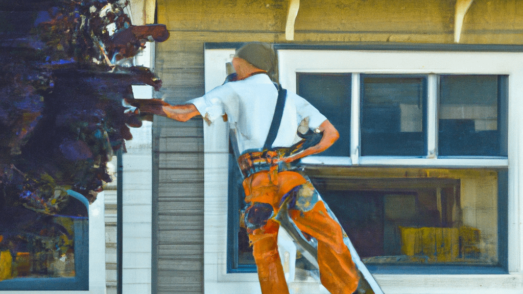 Man climbing ladder on Burien, Washington home to replace roof
