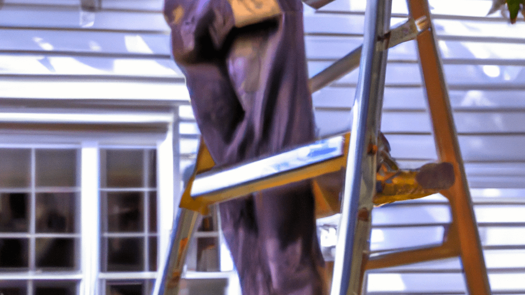 Man climbing ladder on Laurel, Delaware home to replace roof