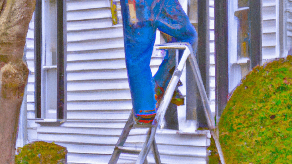 Man climbing ladder on South Prince George, Virginia home to replace roof