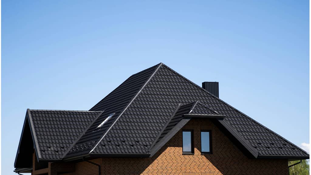 House with black metal roof