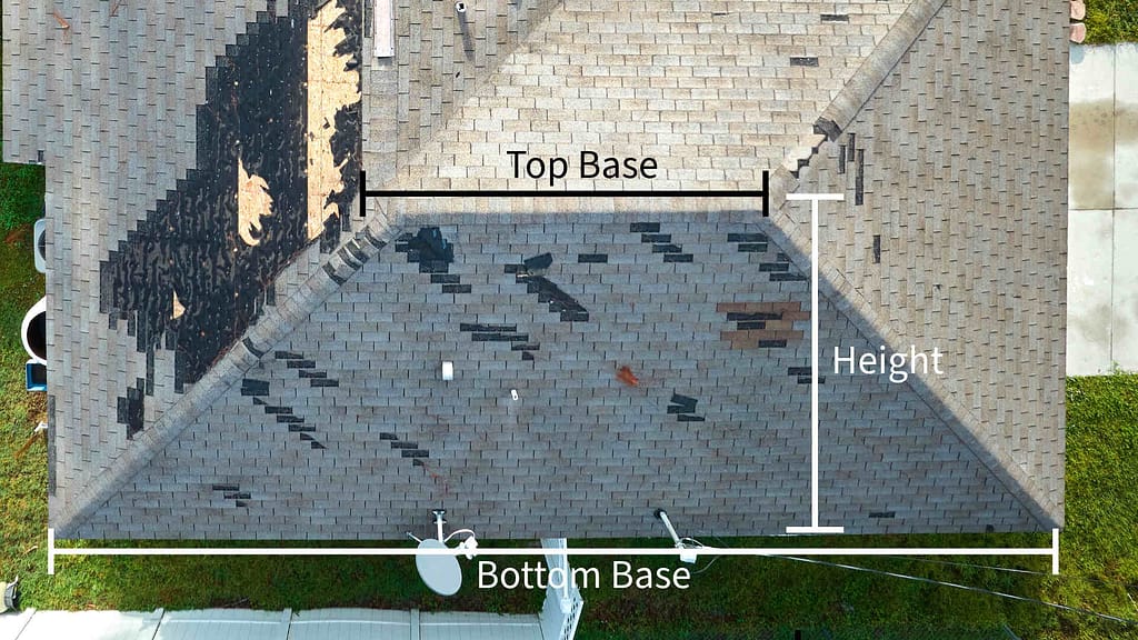 Trapezoidal roof with base and height label