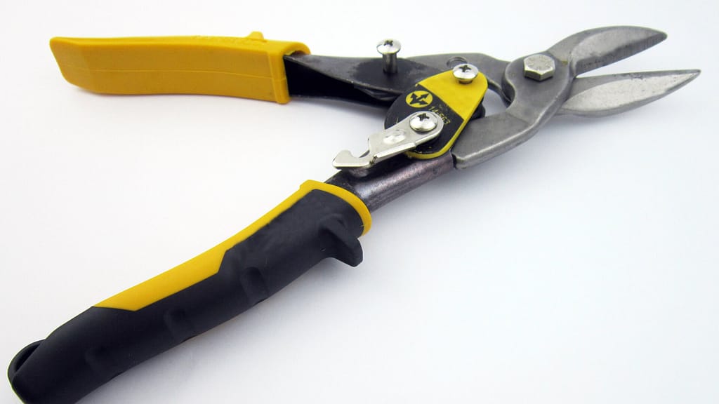 Yellow-handled tin snip