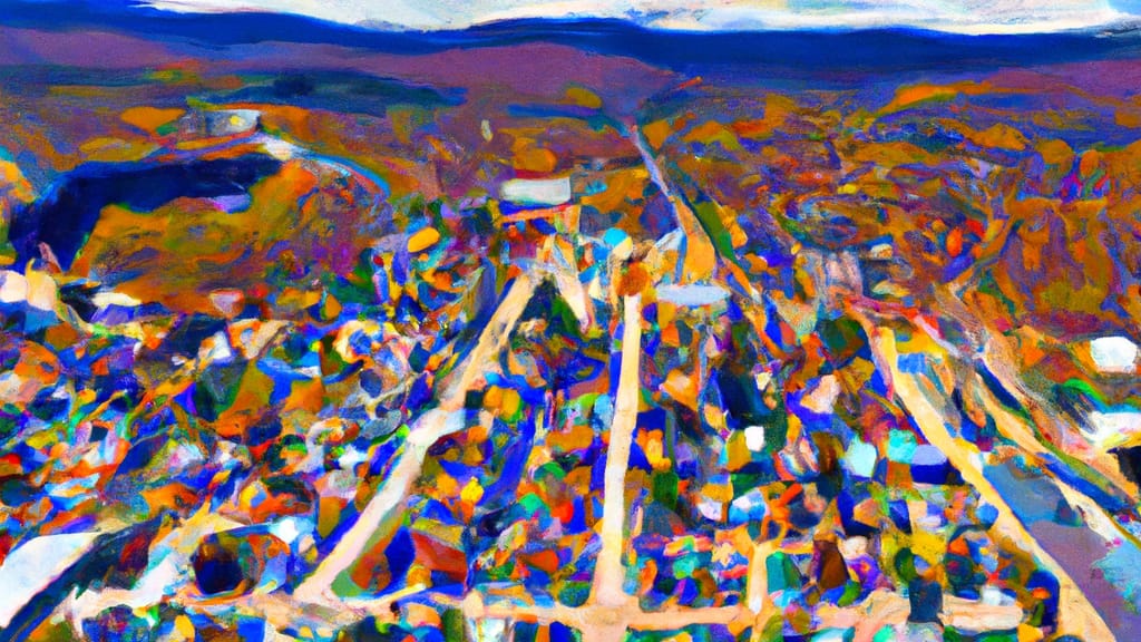 Amherst, New Hampshire painted from the sky