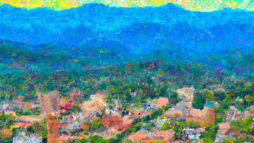 Asheville, North Carolina painted from the sky