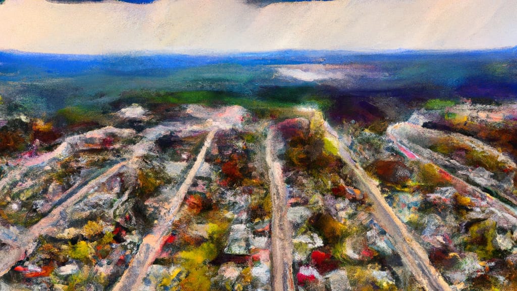 Baldwinsville, New York painted from the sky