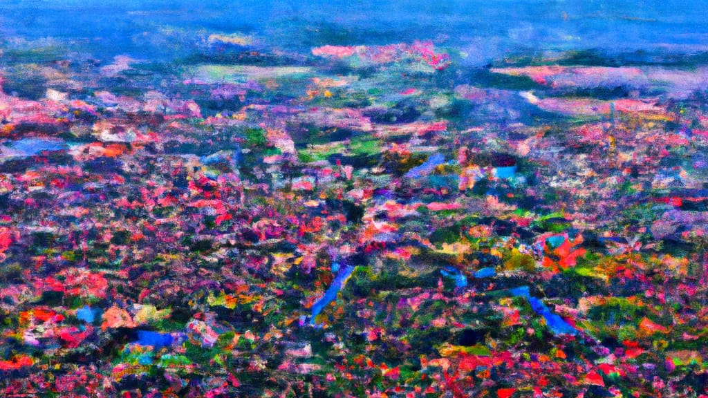 Baton Rouge, Louisiana painted from the sky