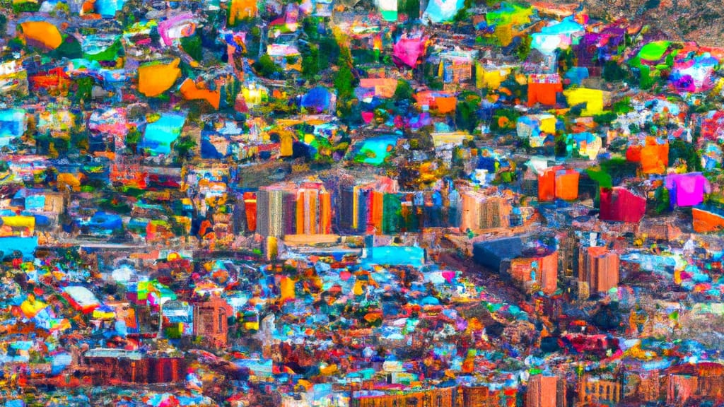 Bisbee, Arizona painted from the sky