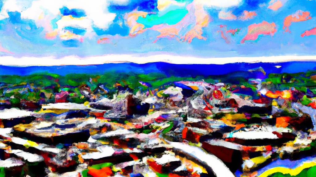 Central Falls, Rhode Island painted from the sky