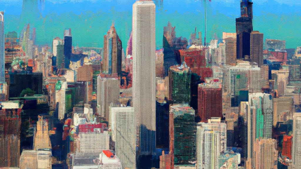 Chicago, Illinois painted from the sky