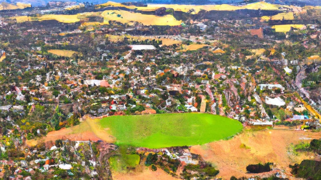 Cloverdale, California painted from the sky