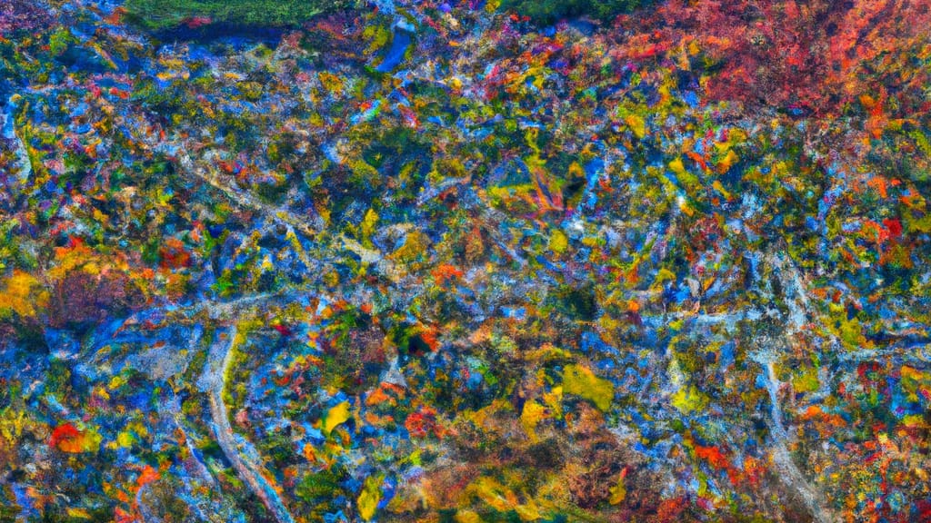 Columbia, Connecticut painted from the sky