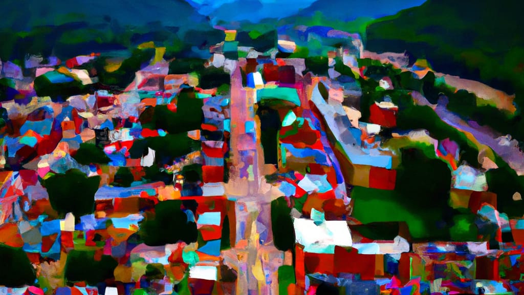 Cumberland, Maryland painted from the sky
