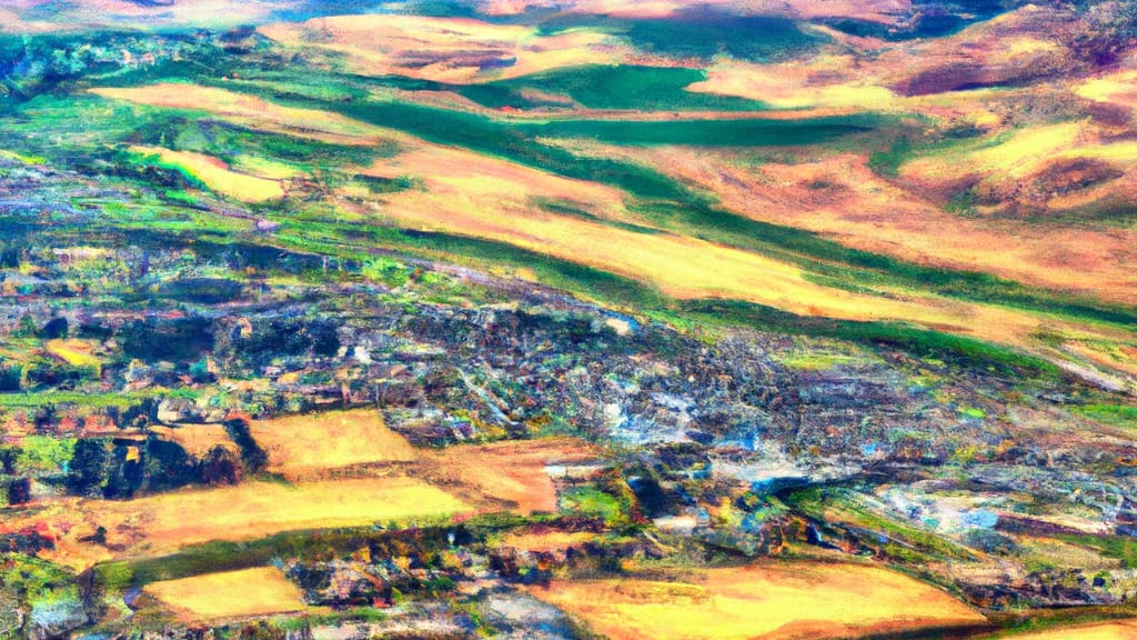 Ellensburg, Washington painted from the sky