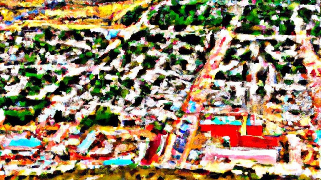 Espanola, New Mexico painted from the sky