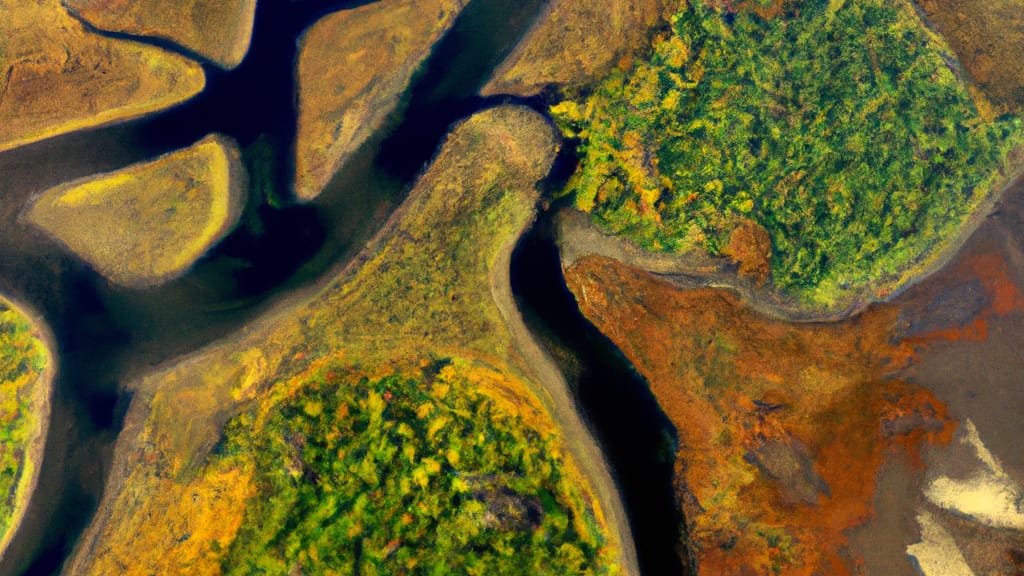 Forked River, New Jersey painted from the sky