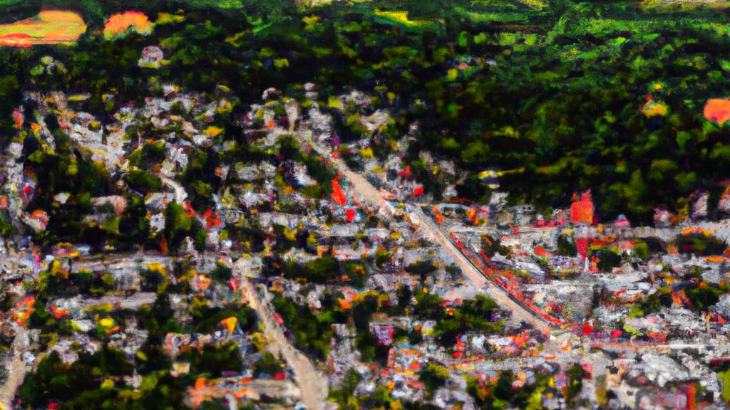 Franklin, New Hampshire painted from the sky