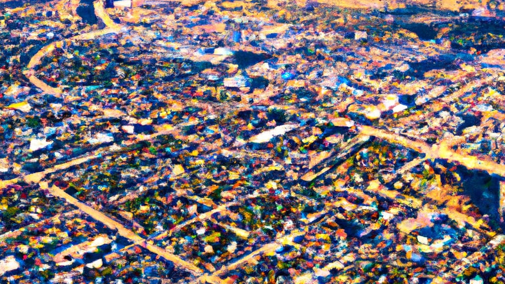 Grand Forks, North Dakota painted from the sky