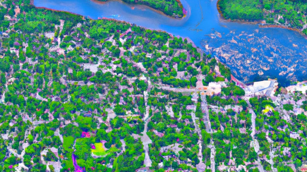 Groton, Connecticut painted from the sky