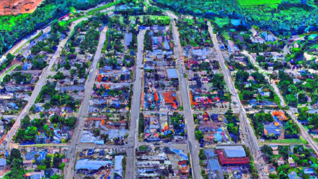 Highland, Illinois painted from the sky