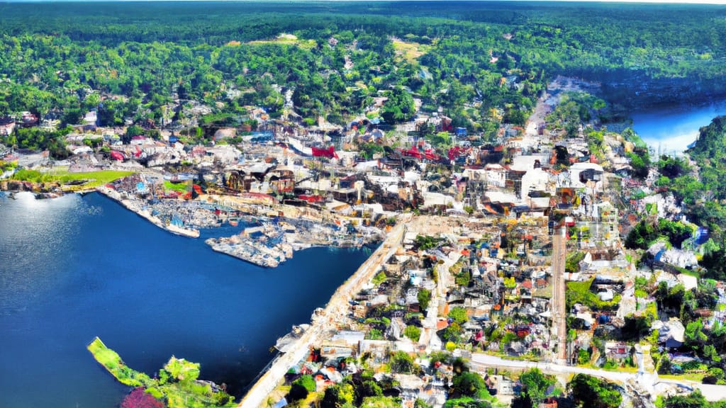 Hudson, Wisconsin painted from the sky