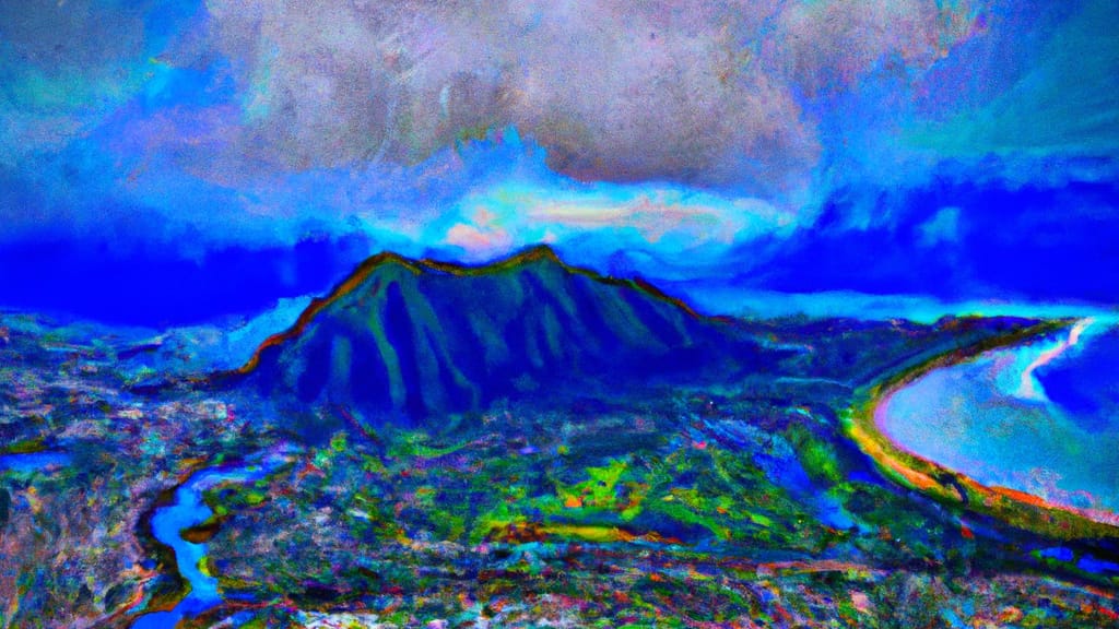 Kaneohe, Hawaii painted from the sky